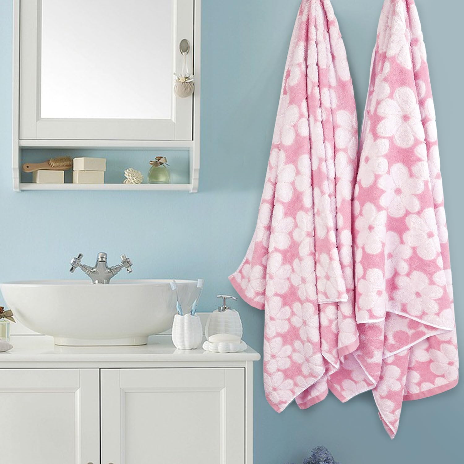 Jacquotha towel draped over chair showing full 27.5x55 inch scale