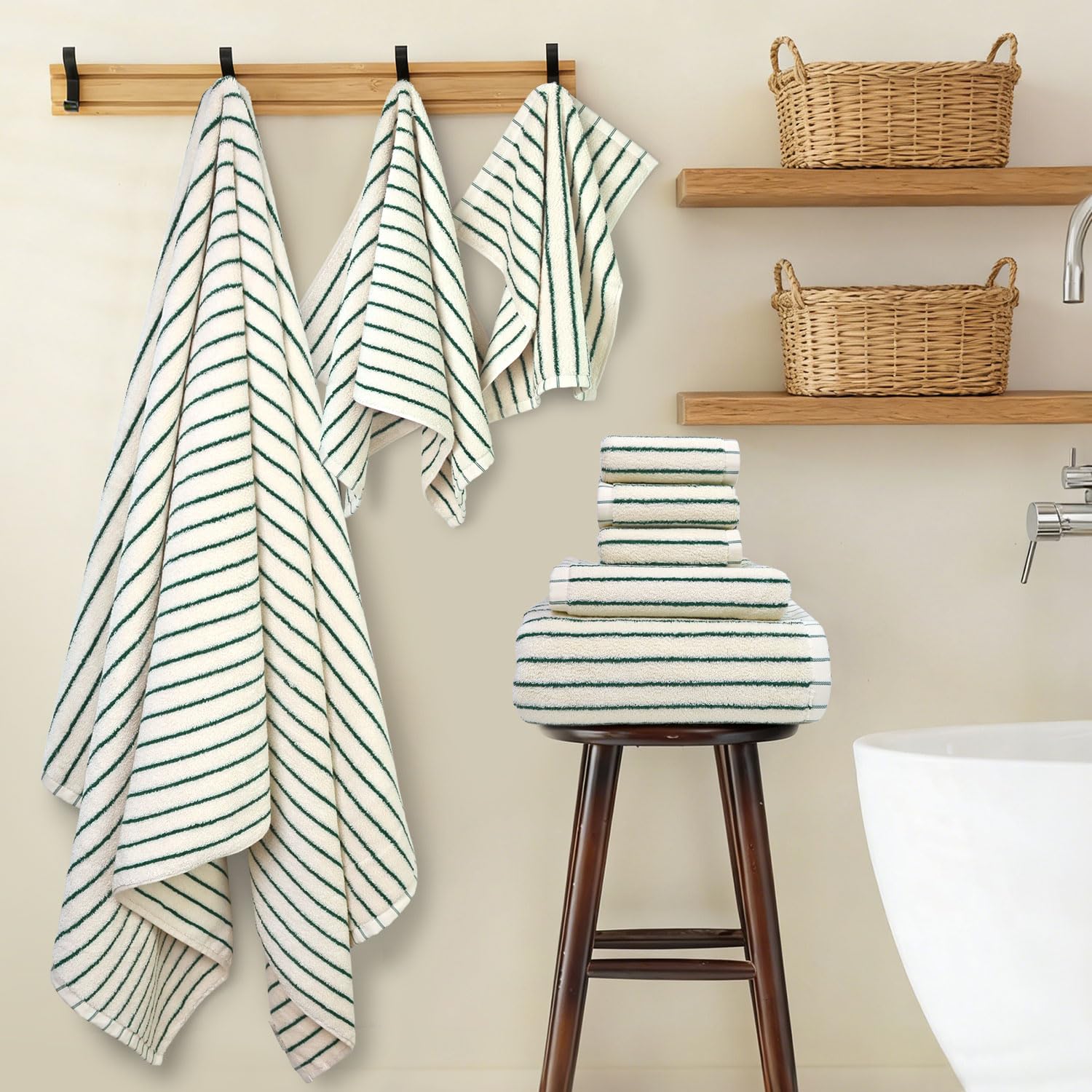 Jacquotha striped pattern detail emphasizing stylish look and coordinated decor