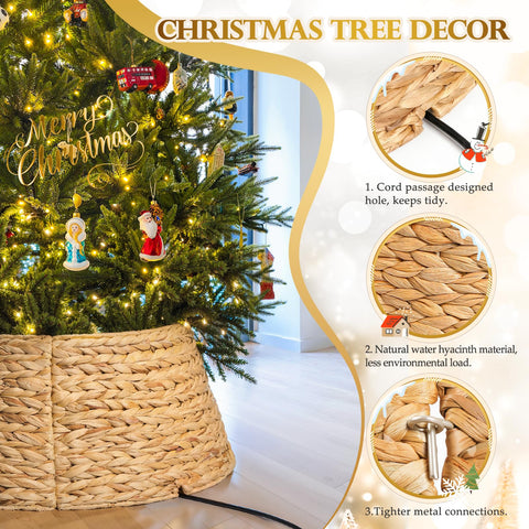 Jadkysarh tree collar installed under decorated Christmas tree for neat presentation