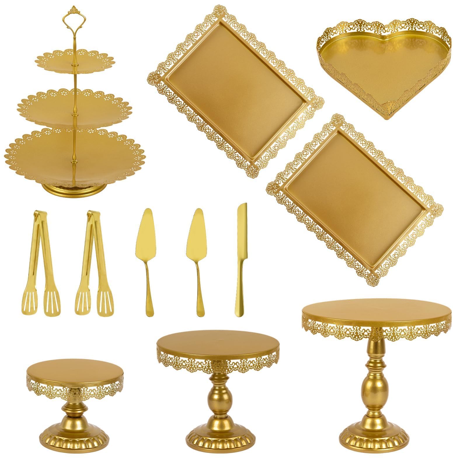 Jaevorite front view of gold stand set showing complete party-ready collection benefit: polished presentation