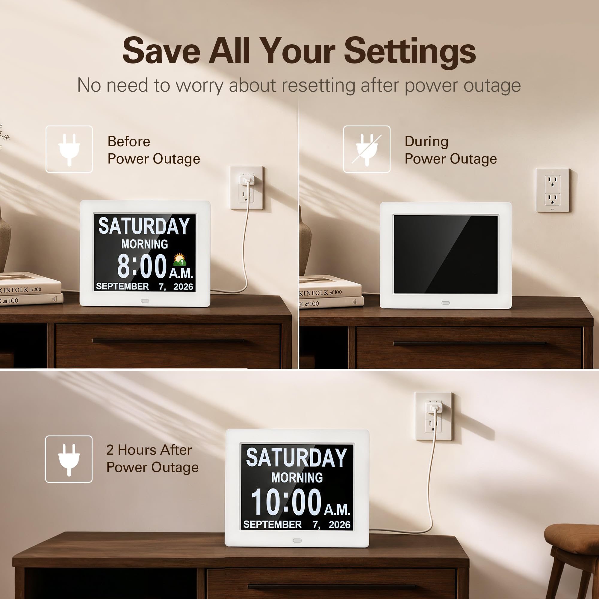 JALL rear view with power cord and battery backup for reliable settings retention