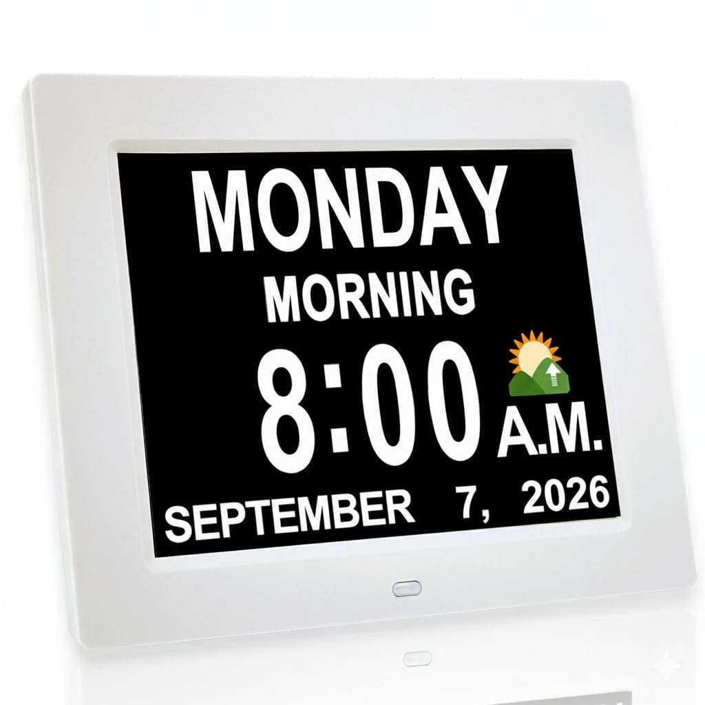 JALL front view white frame showing clear full-day date display benefits readability