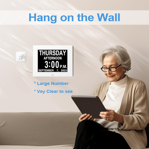 JALL mounted on wall in living room provides visible calendar cues for visitors