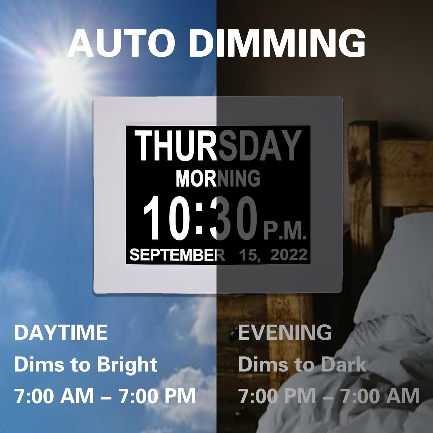 JALL on nightstand with dimmed display reduces glare and supports comfortable sleep