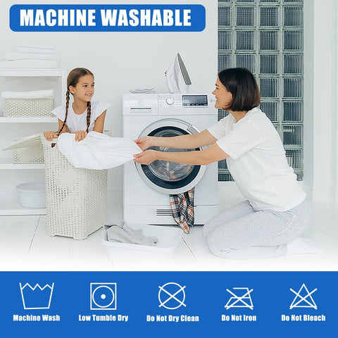 JamRest folded protector with care label visible showing easy machine-wash maintenance