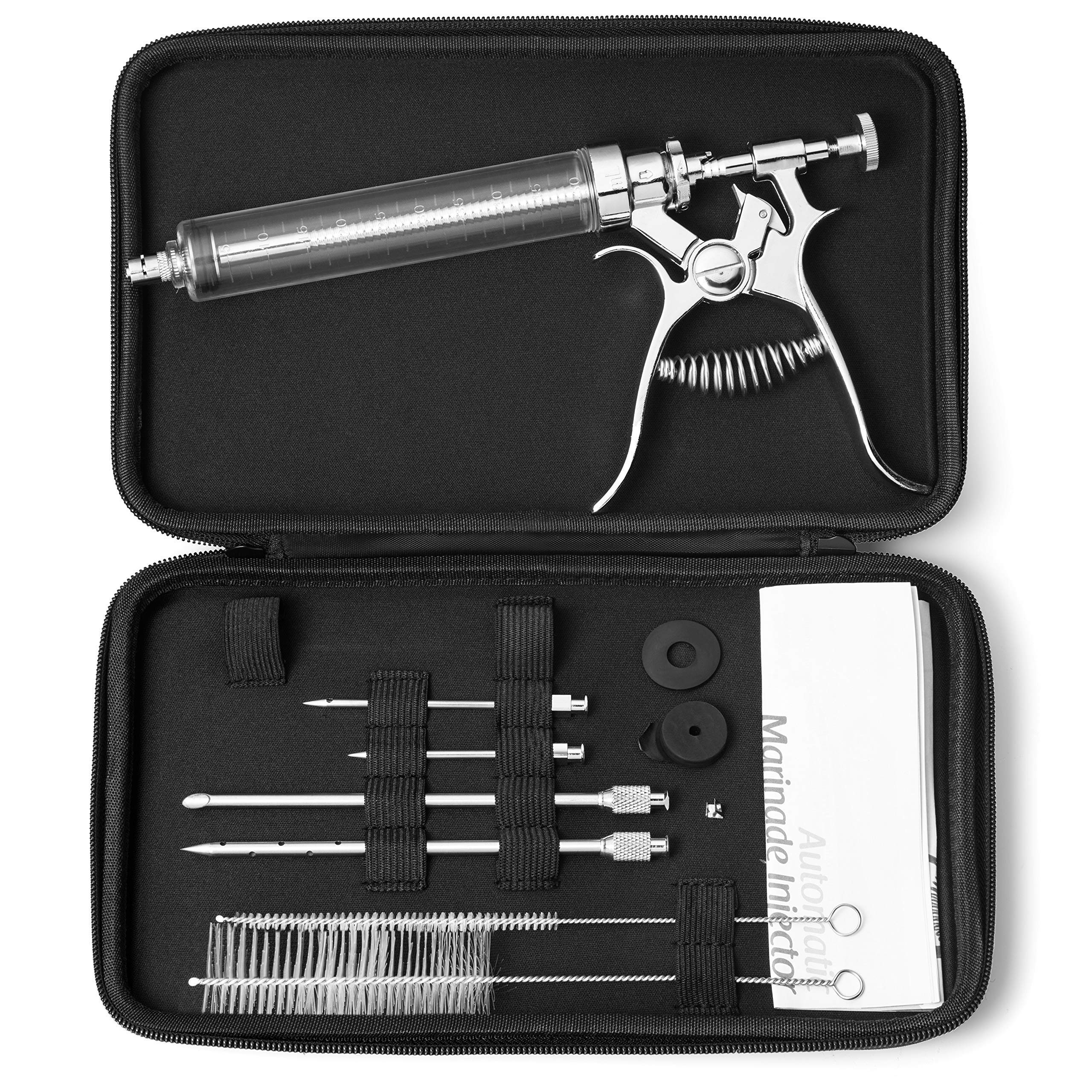 J&B Goods injector front view showing controls and easy handling benefit