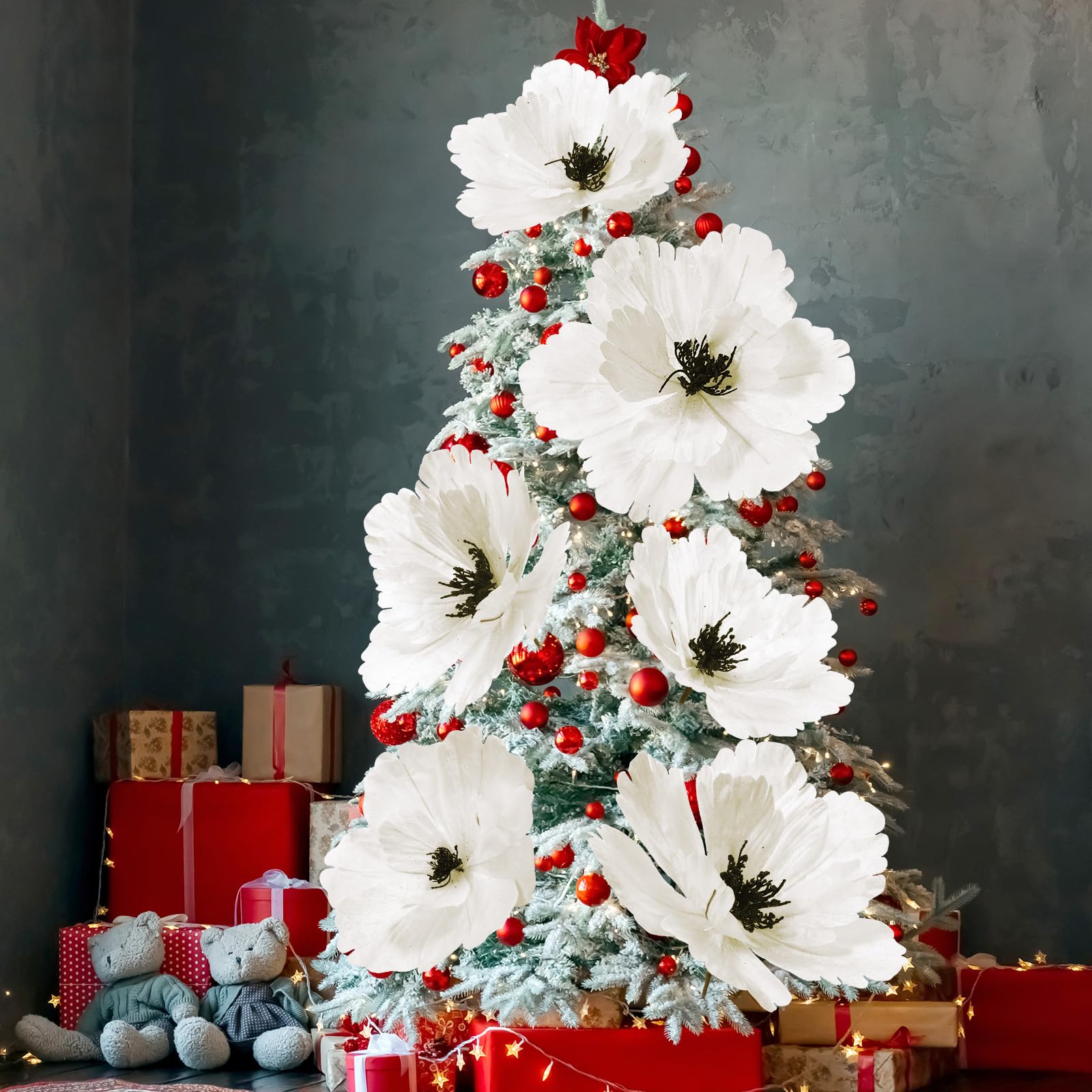 Janinka flower mounted on a wreath enhancing curb appeal and holiday charm
