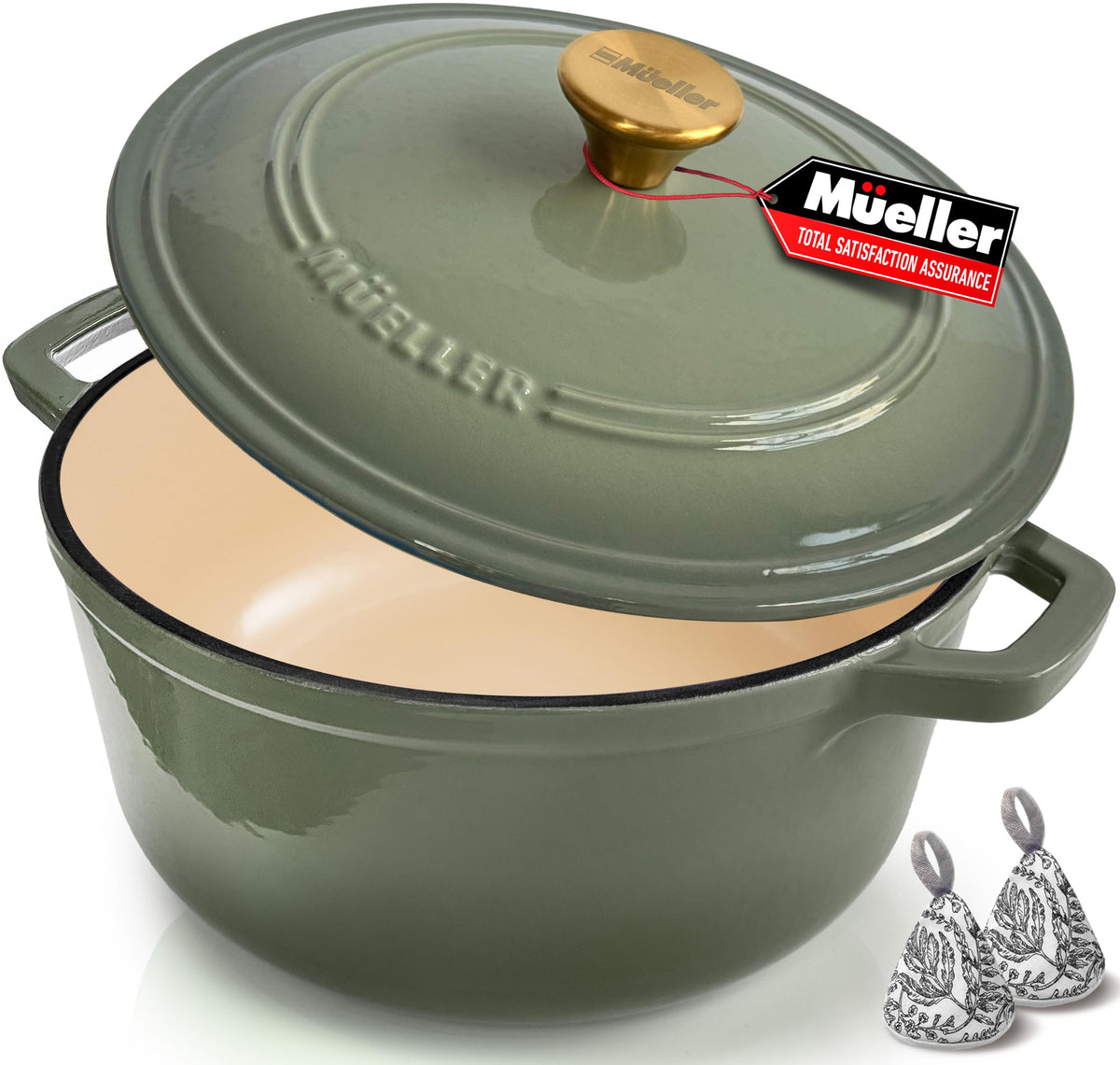 JANSKA MUELLER front view showing full Dutch oven and enamel finish benefit of stylish serving