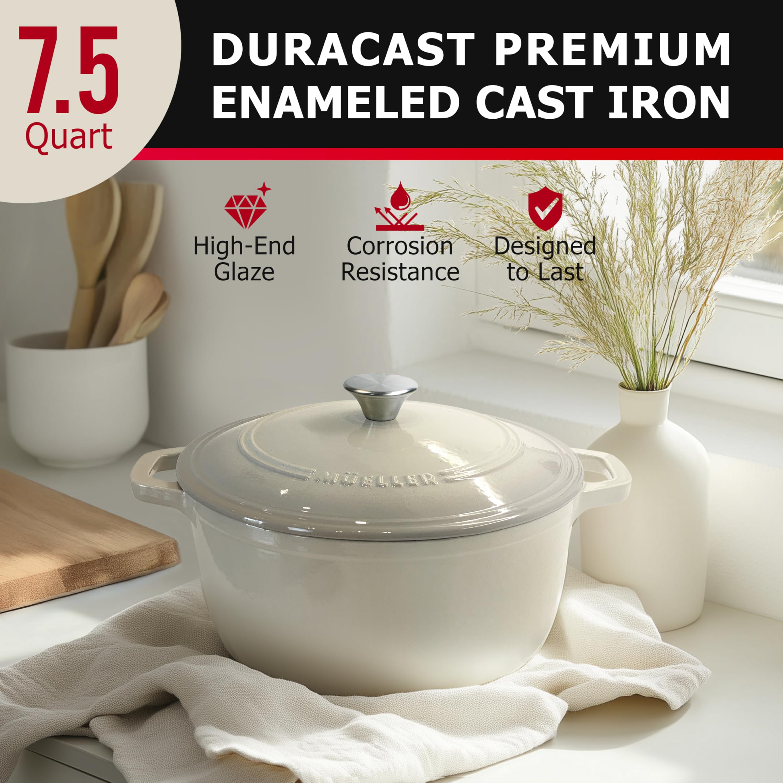 JANSKA MÜELLERHOME enamel interior close-up highlighting easy-clean nonstick benefits
