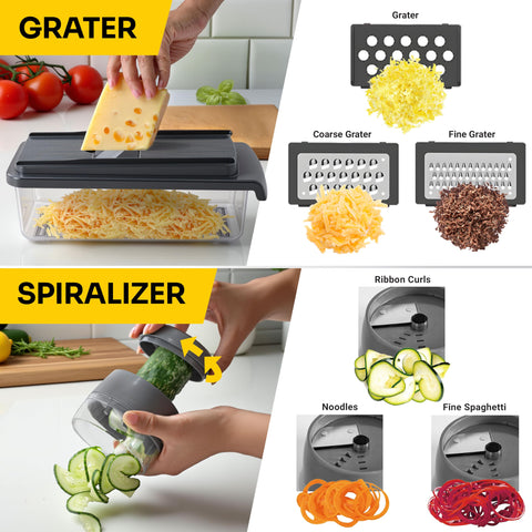JANSKA UltraChop container full of chopped vegetables showing tidy collection and portioning