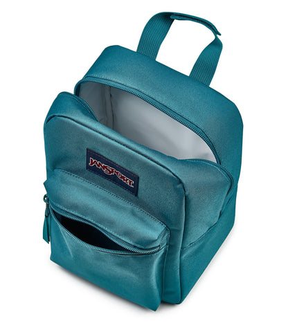 JanSport insulated interior close-up showing lining texture and cold retention benefit