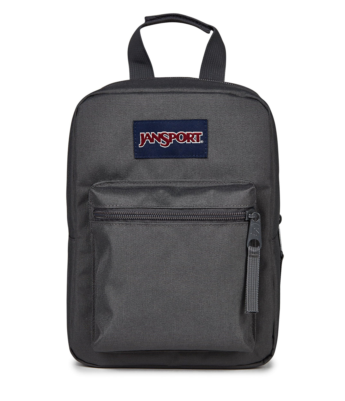 JanSport Big Break front view showing compact cooler and organized pocket benefit
