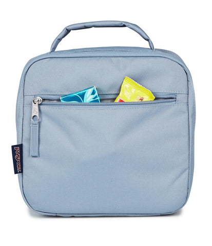 JanSport Lunch Break opened flat showing tray conversion for tidy eating anywhere benefit convenience
