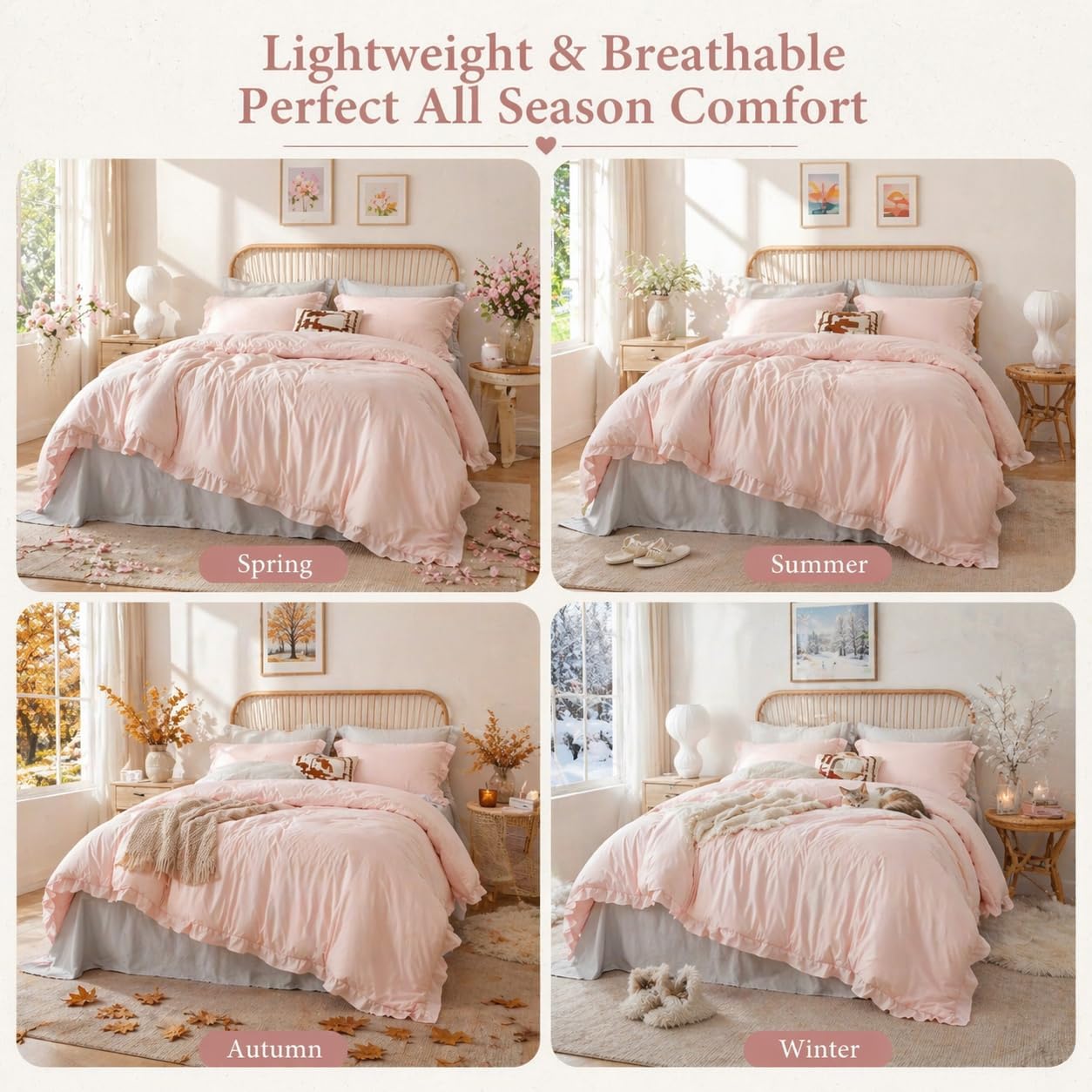JANZAA comforter on twin bed lifestyle setup demonstrating cozy styling