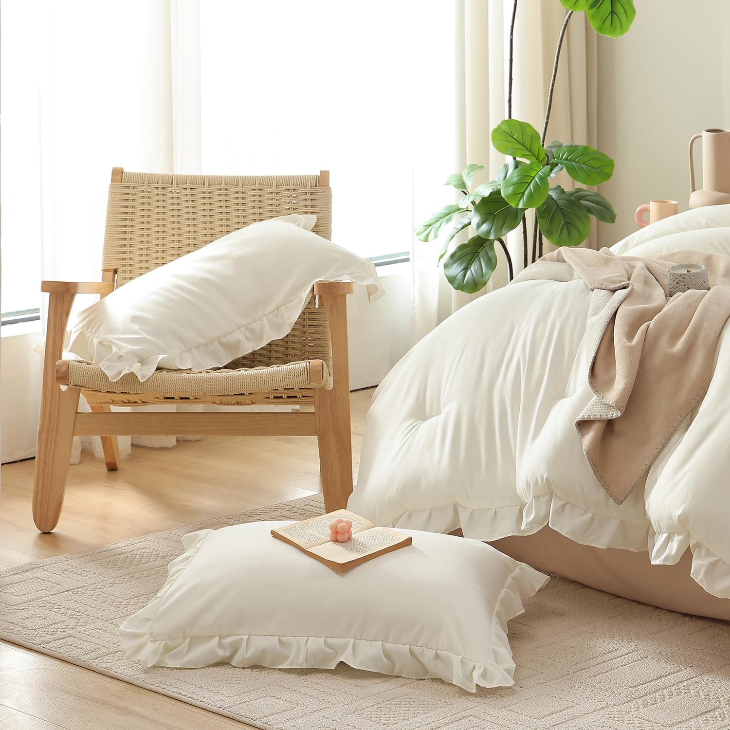 JANZAA pillow shams front view matching comforter for a coordinated look