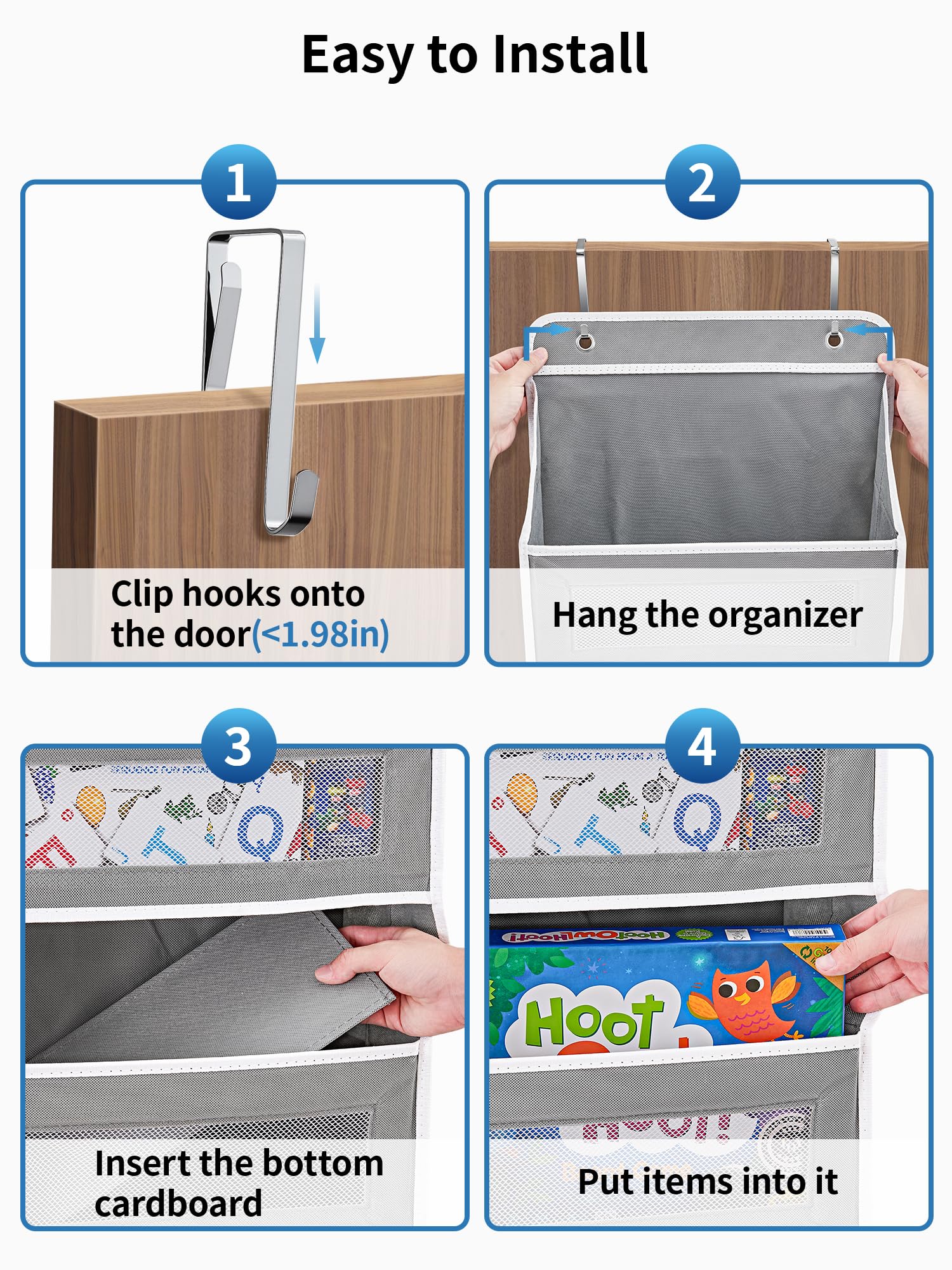 JARLINK metal hooks on door demonstrating fit for up to 1.98-inch-thick doors