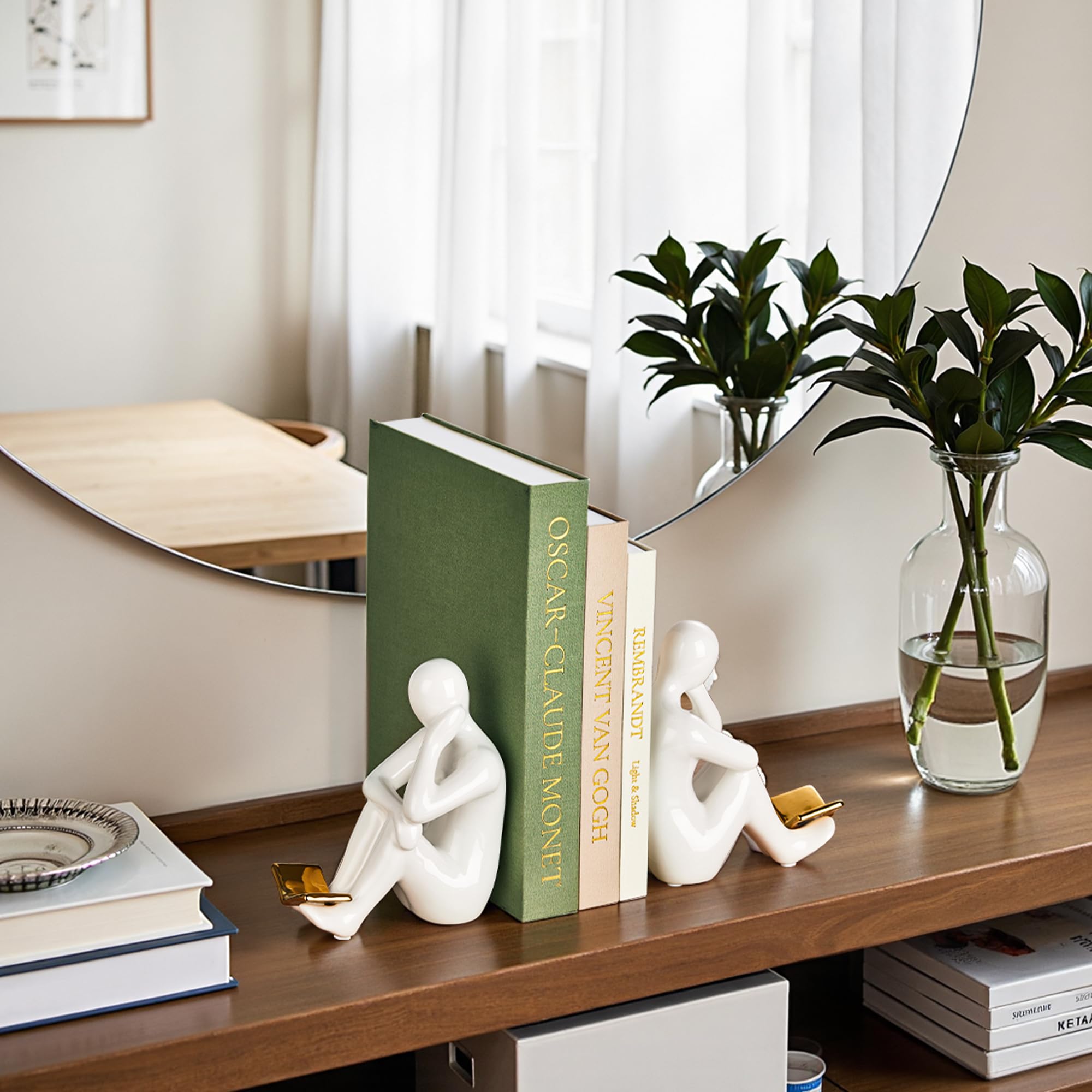 JARLINK decorative books styled on coffee table adding warmth and balance