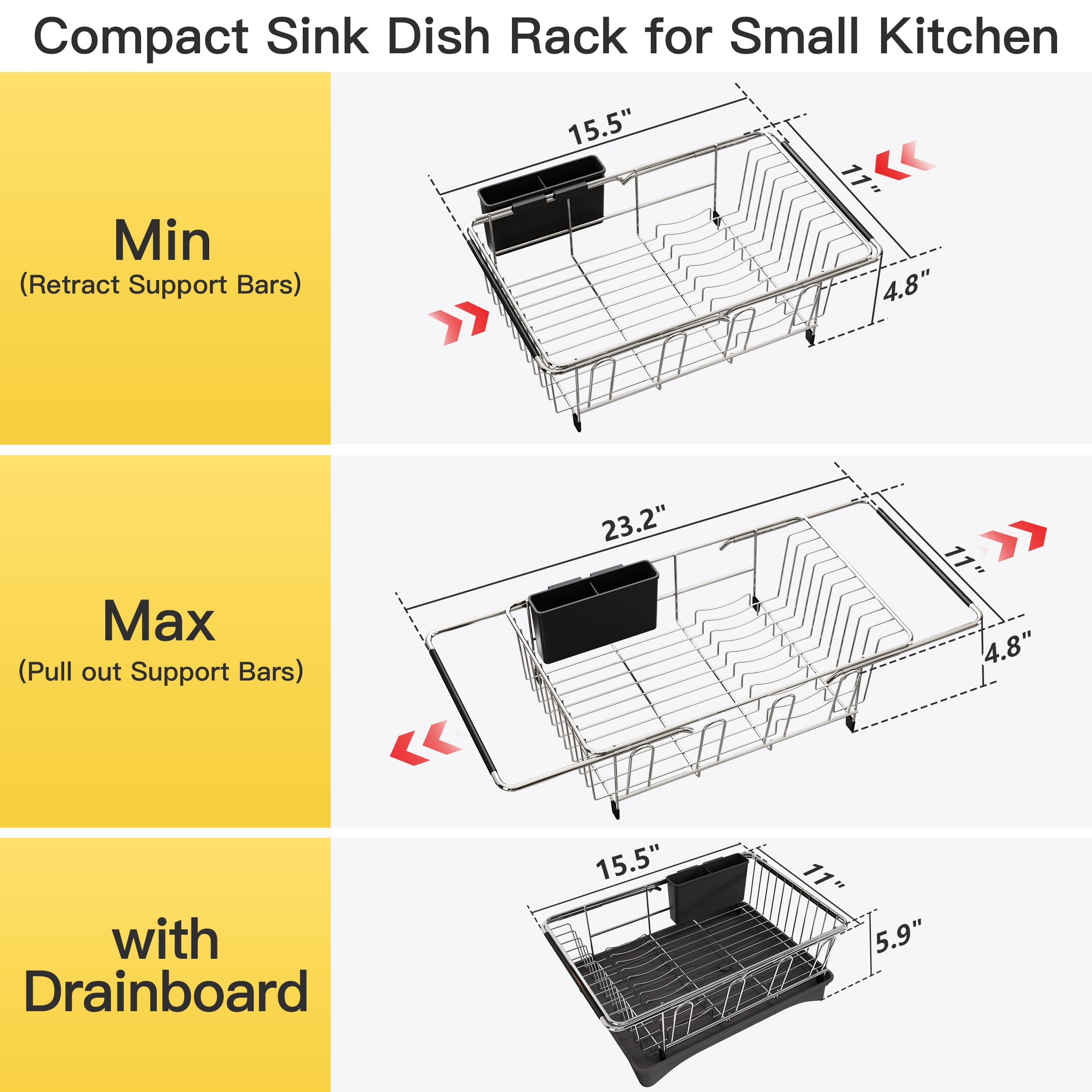 JASIWAY drainboard with rotatable pipe directing water to sink