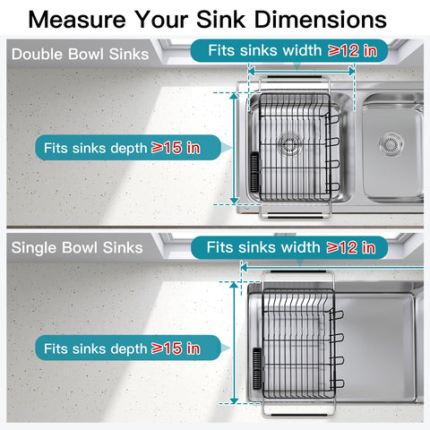 JASIWAY support bars extended demonstrating adjustable fit across sinks