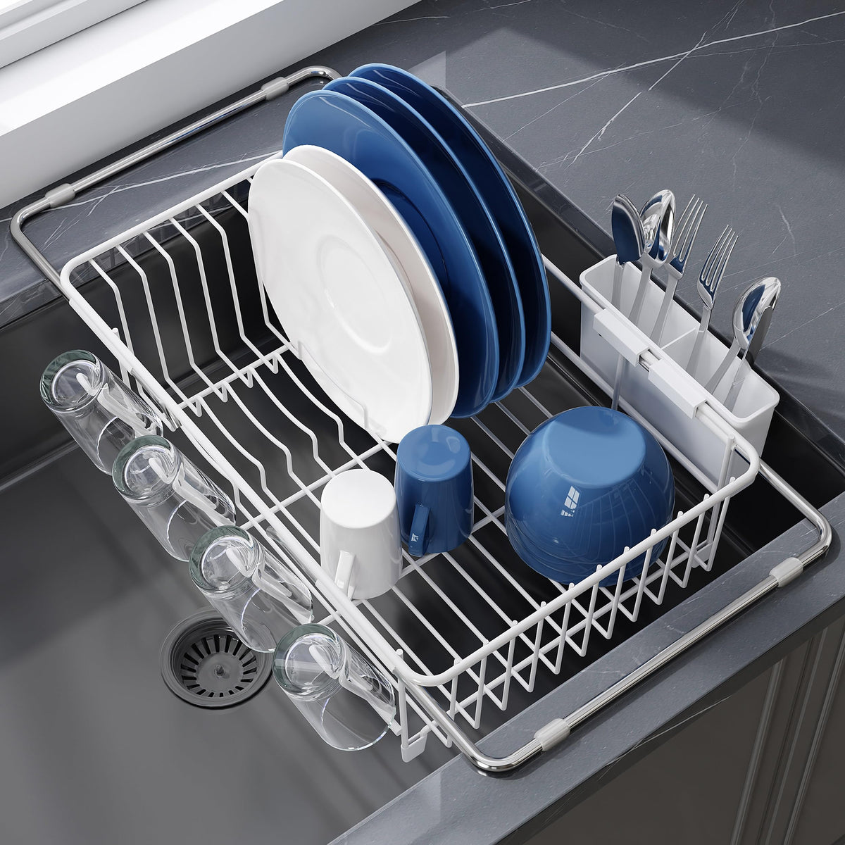 JASIWAY front view showing over-sink placement and compact benefit