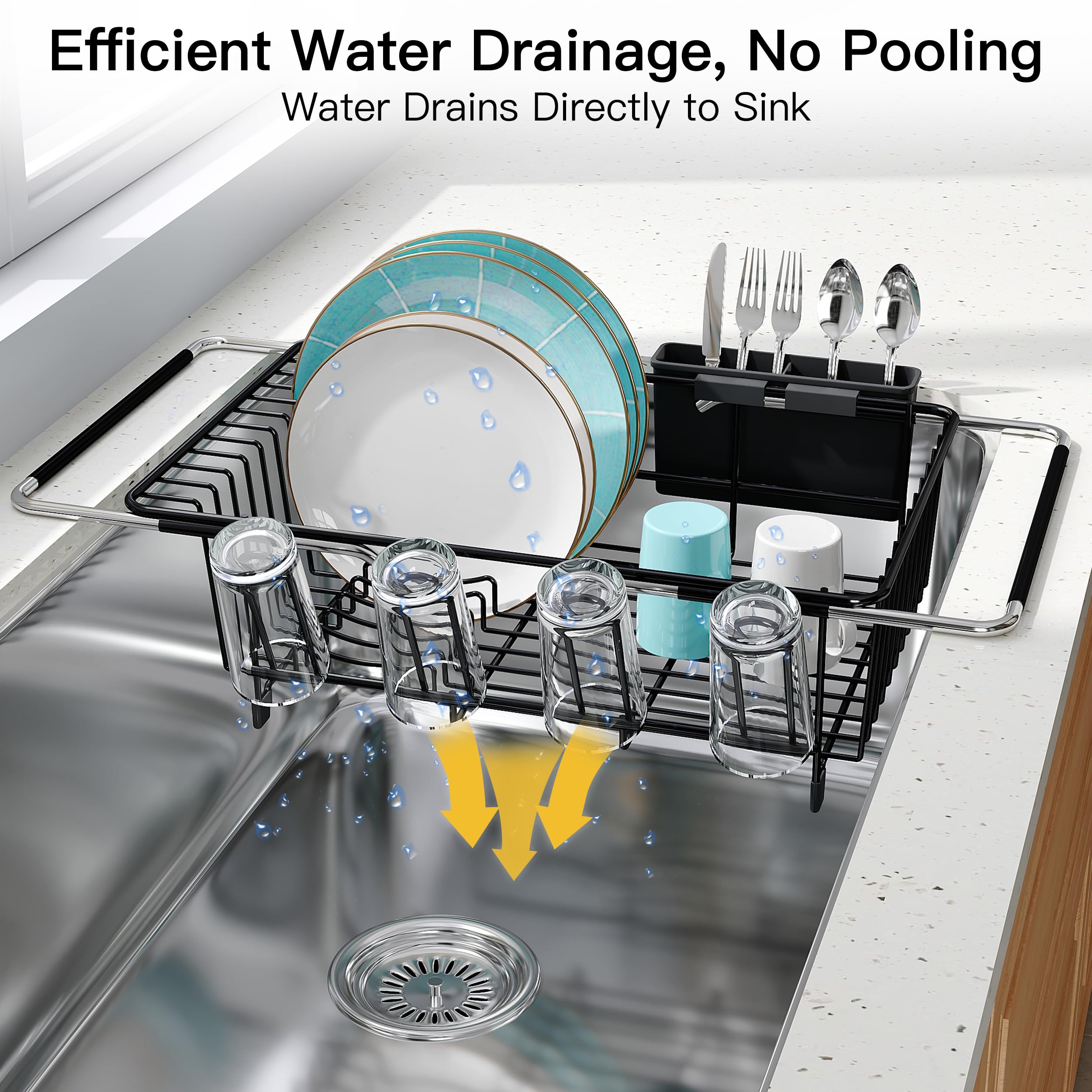 JASIWAY rack loaded with dishes in small kitchen frees countertop space
