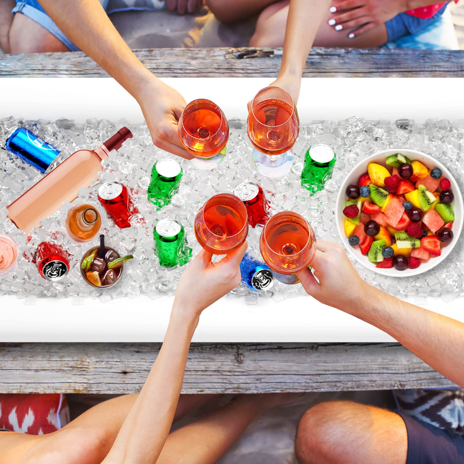 Jasonwell top-down view filled with salads and drinks and easy serving
