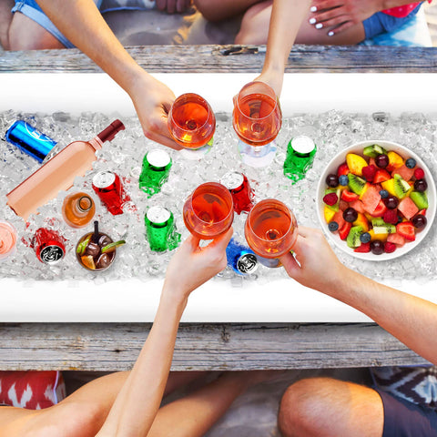 Jasonwell top-down view filled with salads and drinks and easy serving