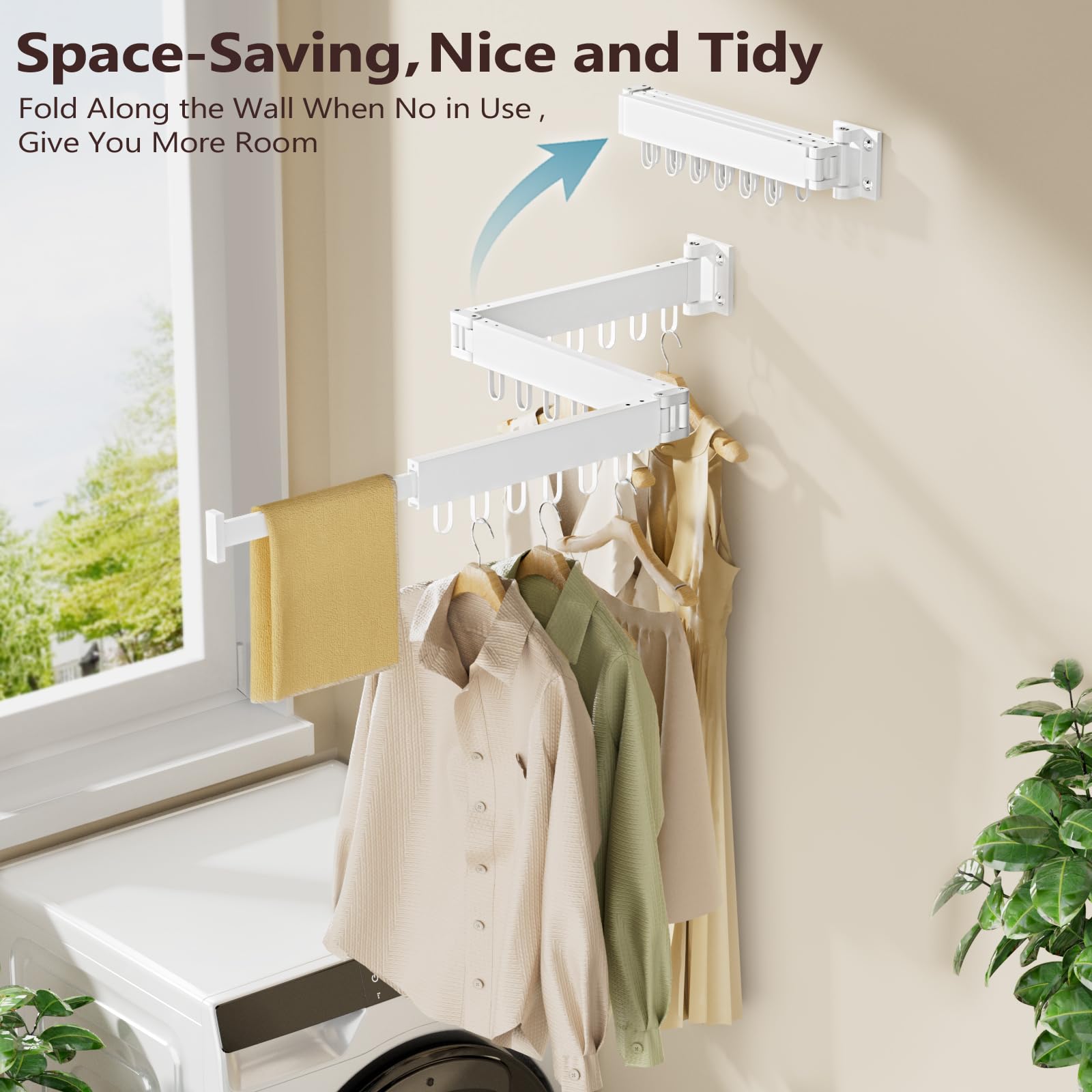 JAUREE folded against wall demonstrating compact storage and cleared floor space
