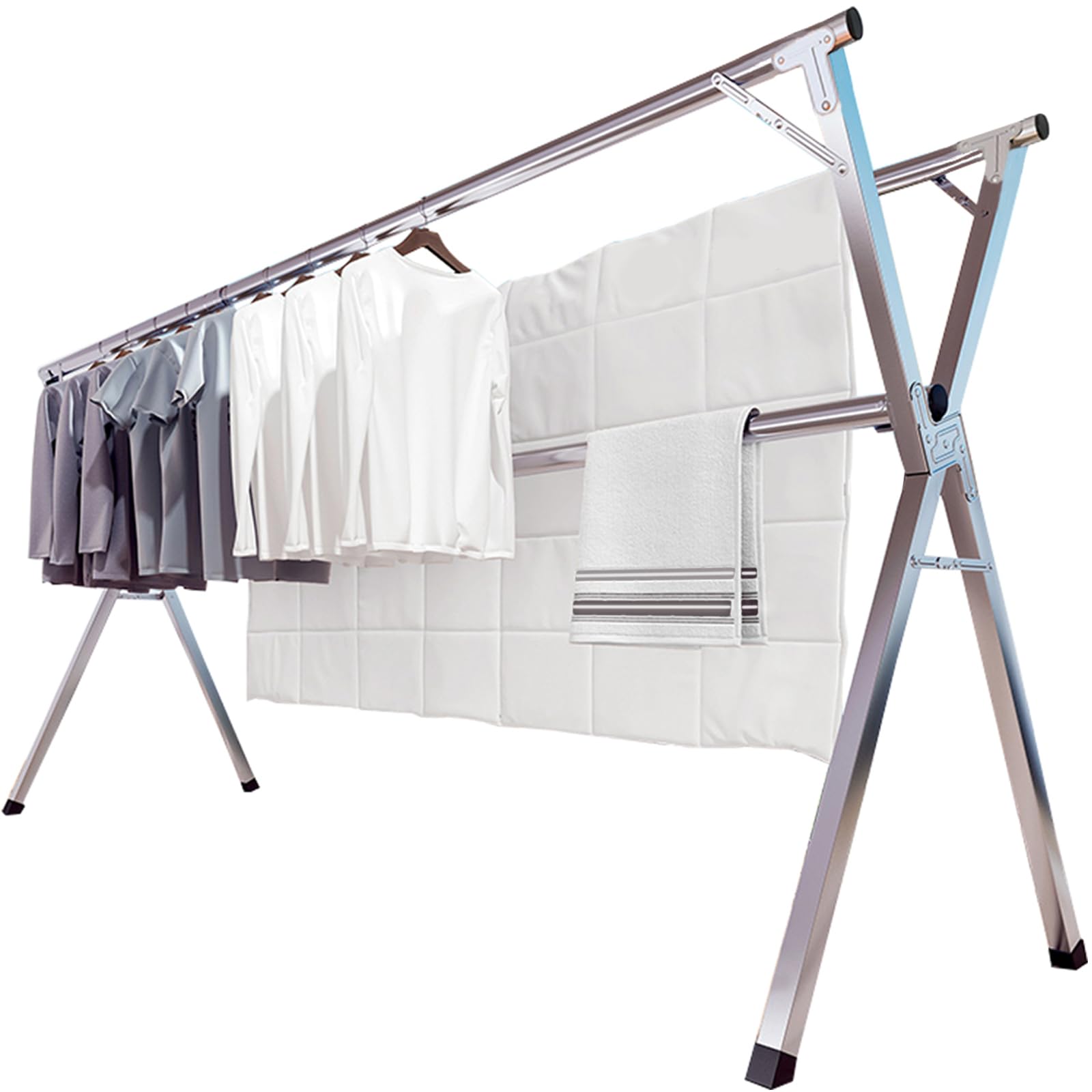 JAUREE front view fully extended drying rack showing large capacity and sturdy build