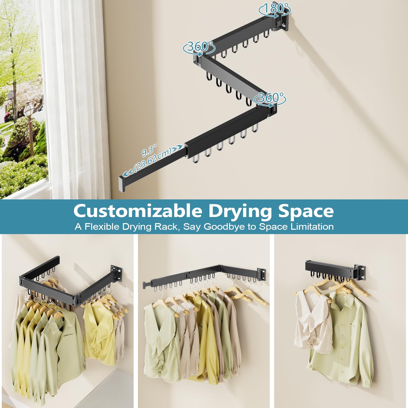 JAUREE rack in use on balcony speeding laundry drying