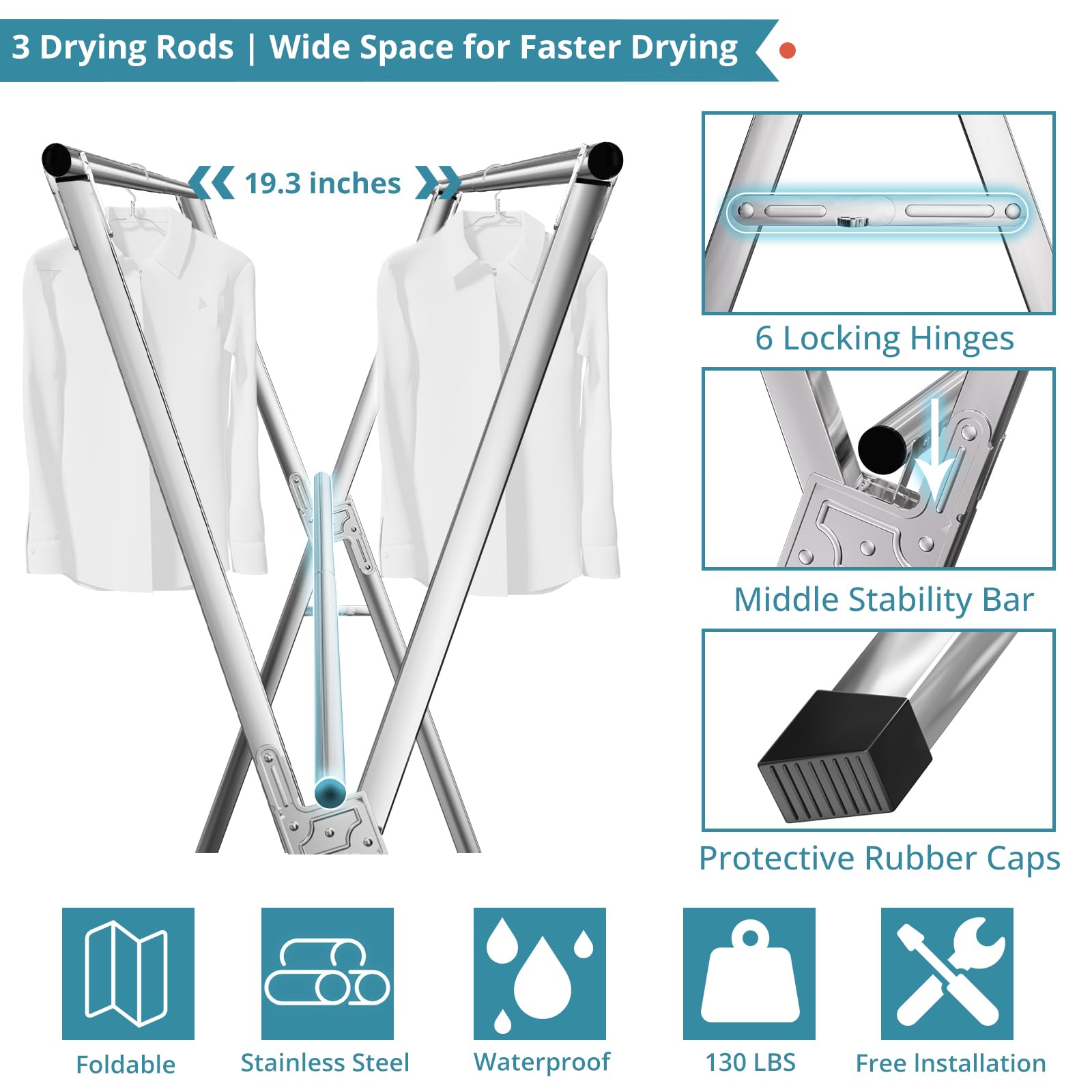 JAUREE folded rack held by person demonstrating compact storage convenience