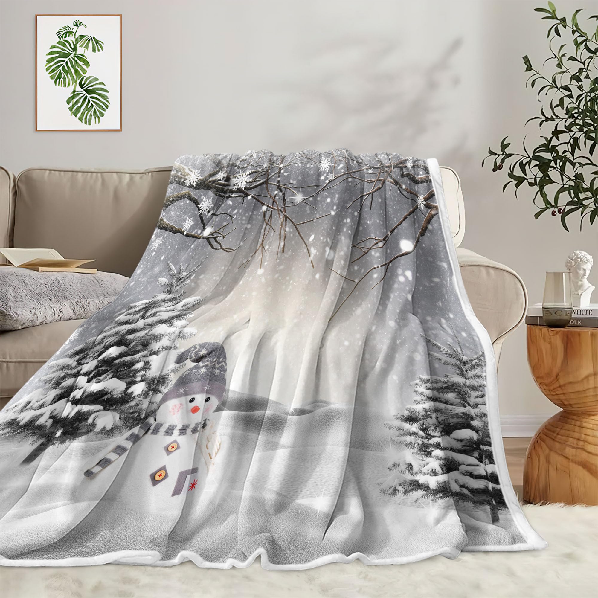 JAWO detailed snowman and snowflake pattern enhancing seasonal decor