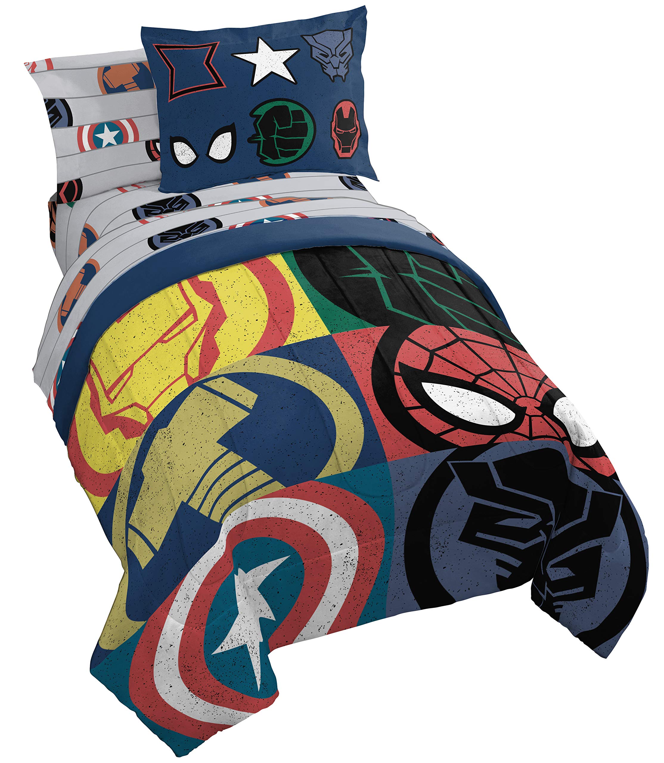Jay Franco comforter front view showing Avengers graphics and playful room upgrade