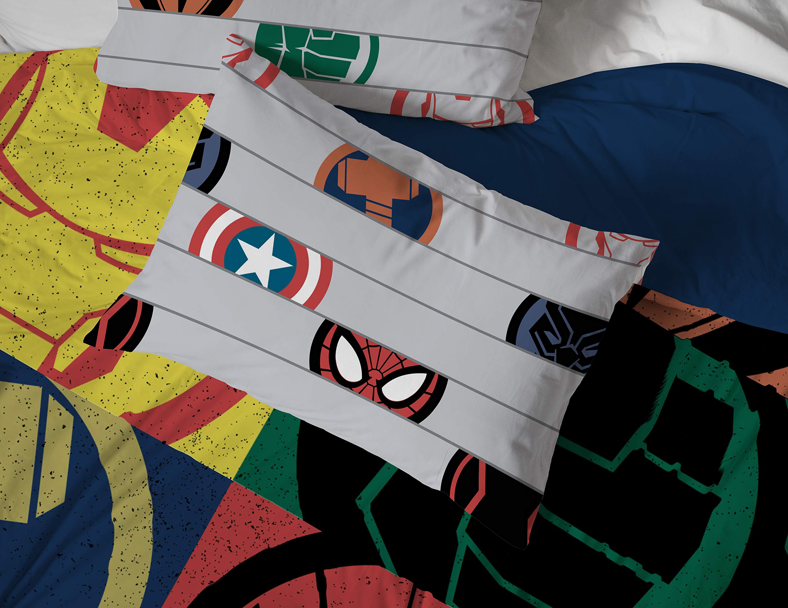 Jay Franco bedding styled in a kid bedroom creating an energetic superhero scene