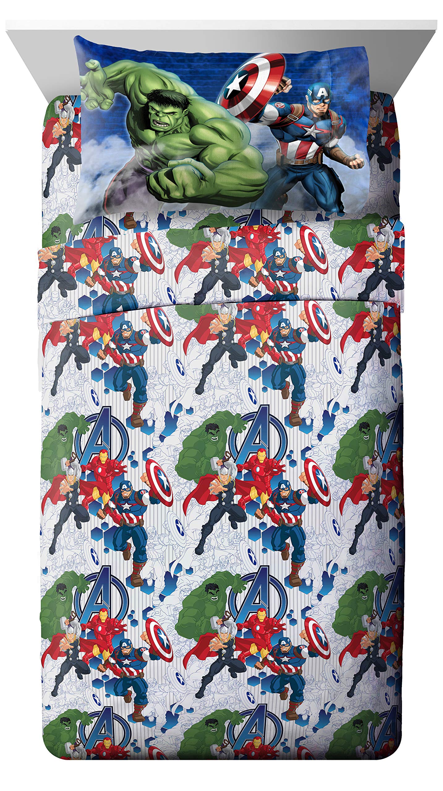 Jay Franco pillowcase detail showing clear Avengers artwork