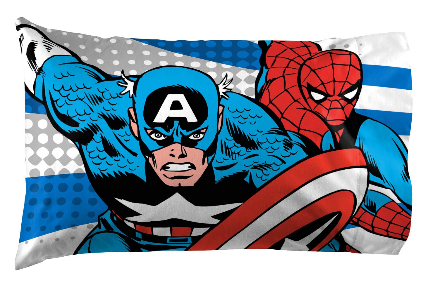 Jay Franco pillowcase display with hero print offering playful bedroom decor