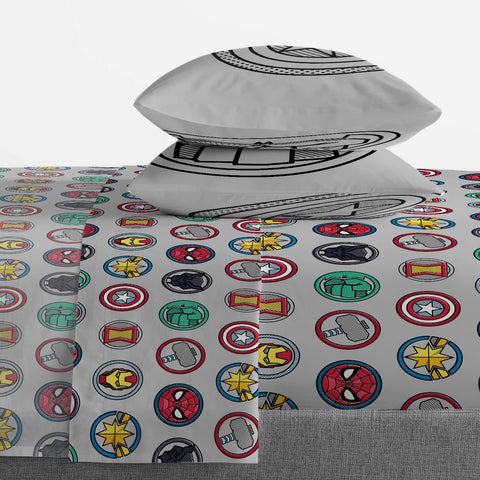 Jay Franco Avengers pillowcases and shams showing design accents for polished bed look