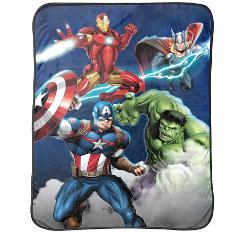 Jay Franco front view of Avengers throw showcasing hero artwork and comfy appeal