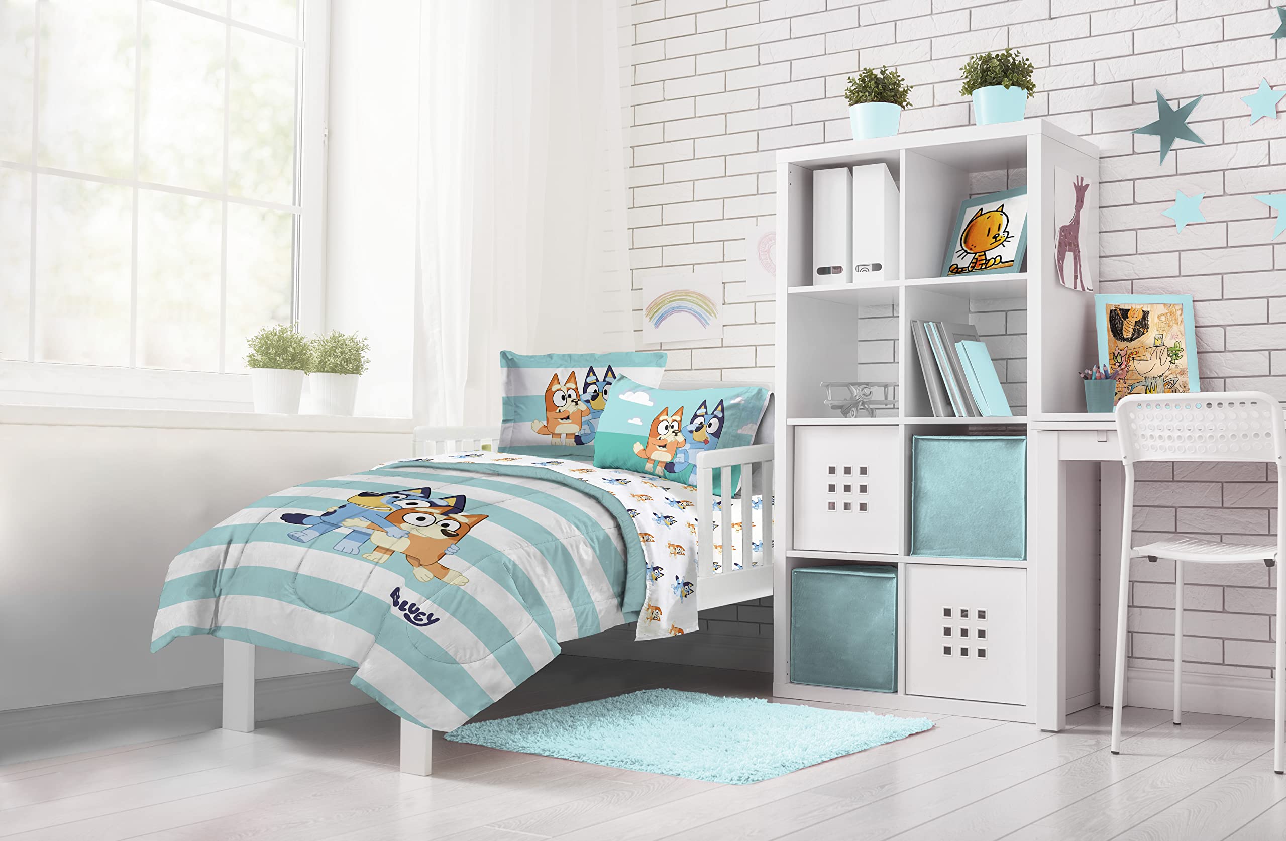 Jay Franco bedroom lifestyle shot showing set on toddler bed creating inviting, playful sleep space