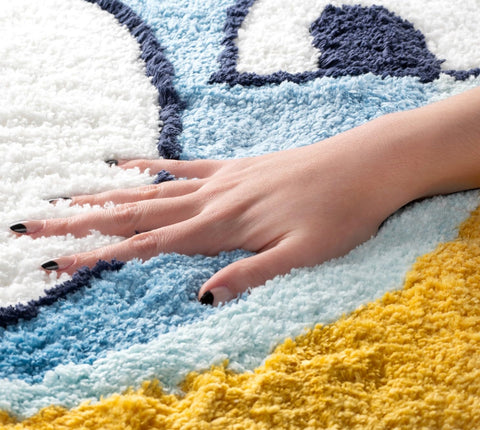 Jay Franco Bluey rug non-slip backing detail for secure bathroom footing