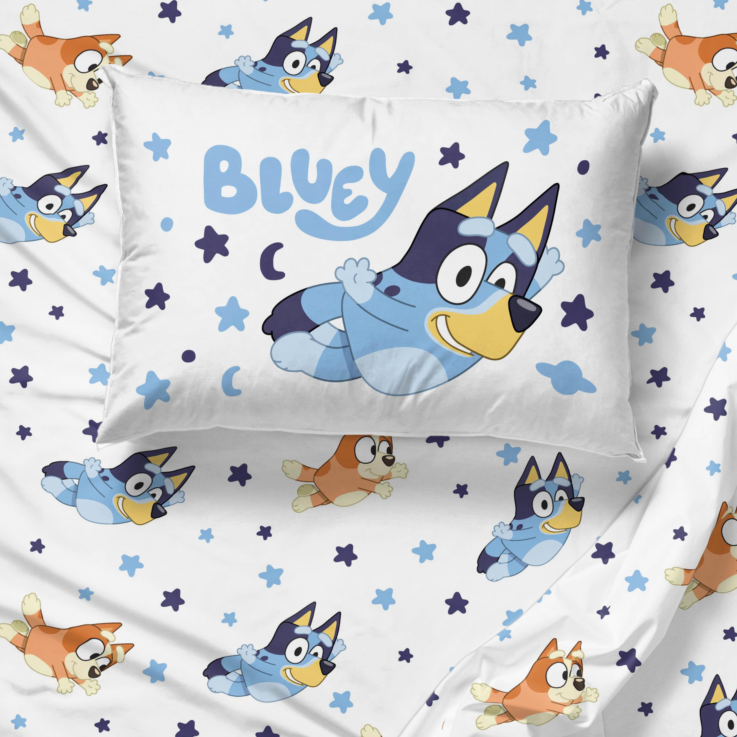 Jay Franco Bluey comforter set styled in child's bedroom, creates playful sleeping space
