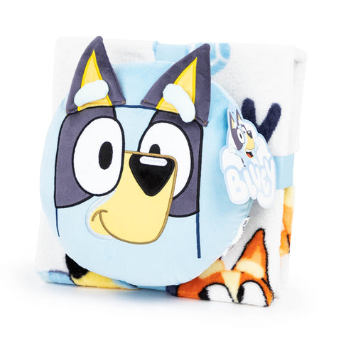 Jay Franco Bluey & Bingo set styled in a bedroom showing bright décor and gift appeal