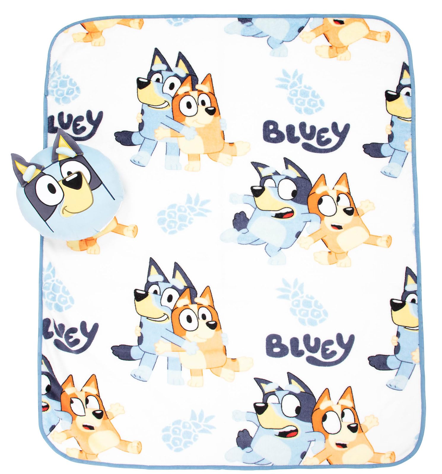 Jay Franco Bluey & Bingo blanket flat-lay showing soft fleece texture for cozy comfort