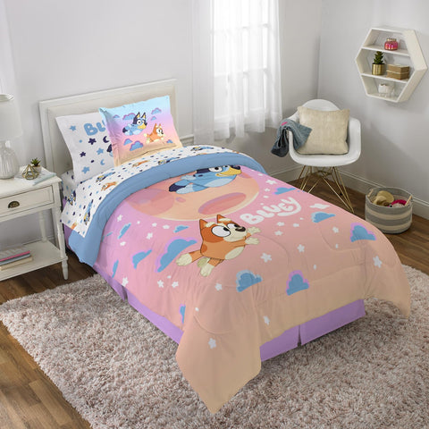 Jay Franco Bluey comforter front showing characters and vibrant design, brightens room