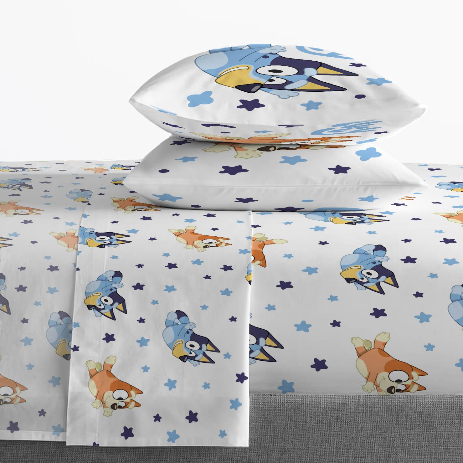 Jay Franco standard pillowcases and shams displayed, layered styling benefit