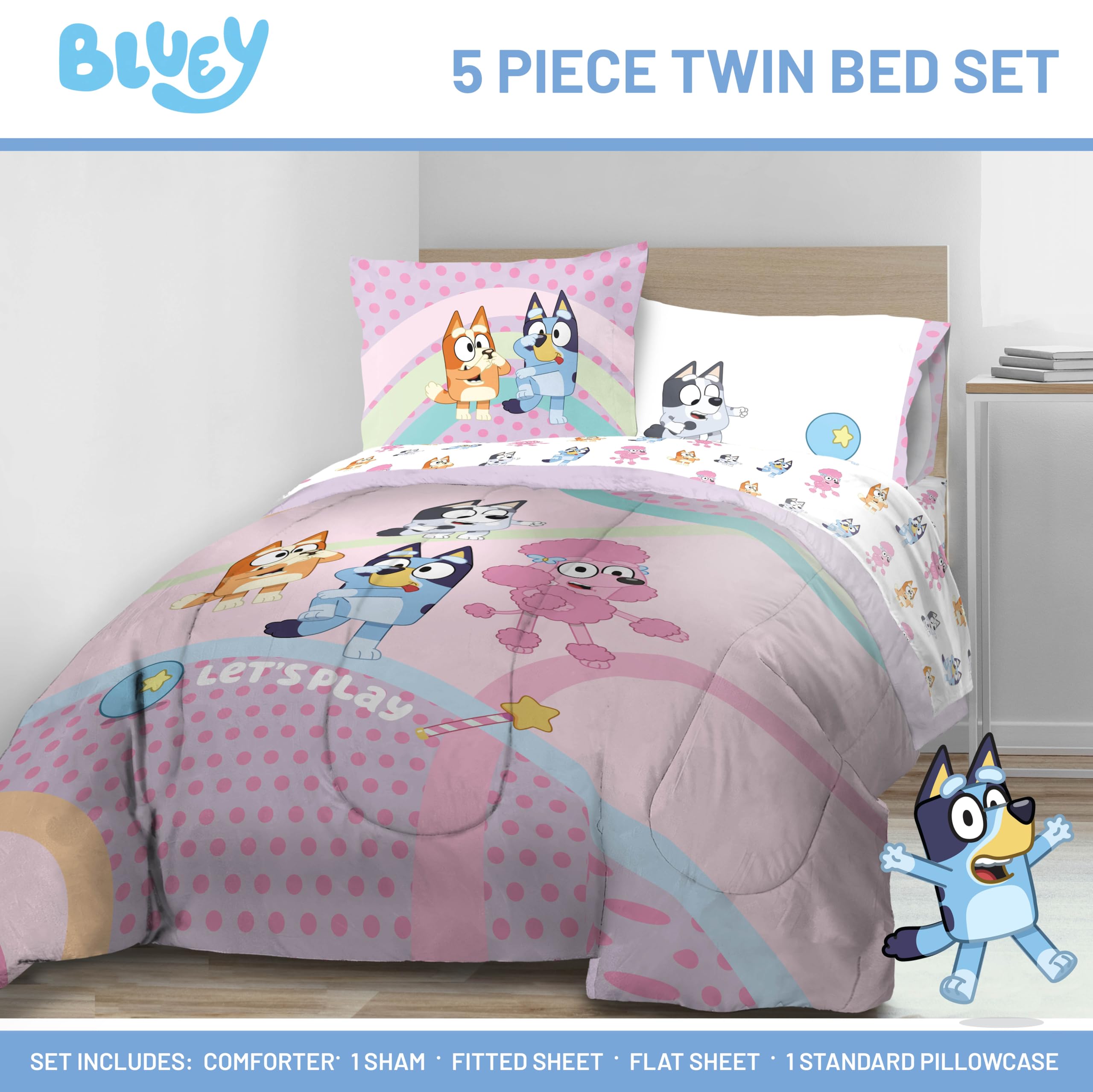 Jay Franco reversible comforter spread to show both patterned sides, offers two styling looks