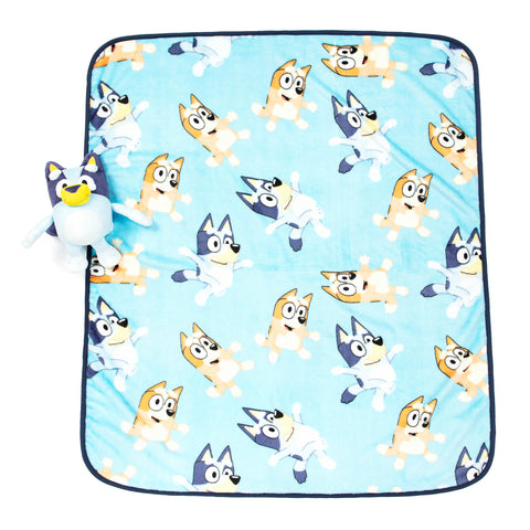 Jay Franco Bluey blanket full spread highlighting size and soft texture