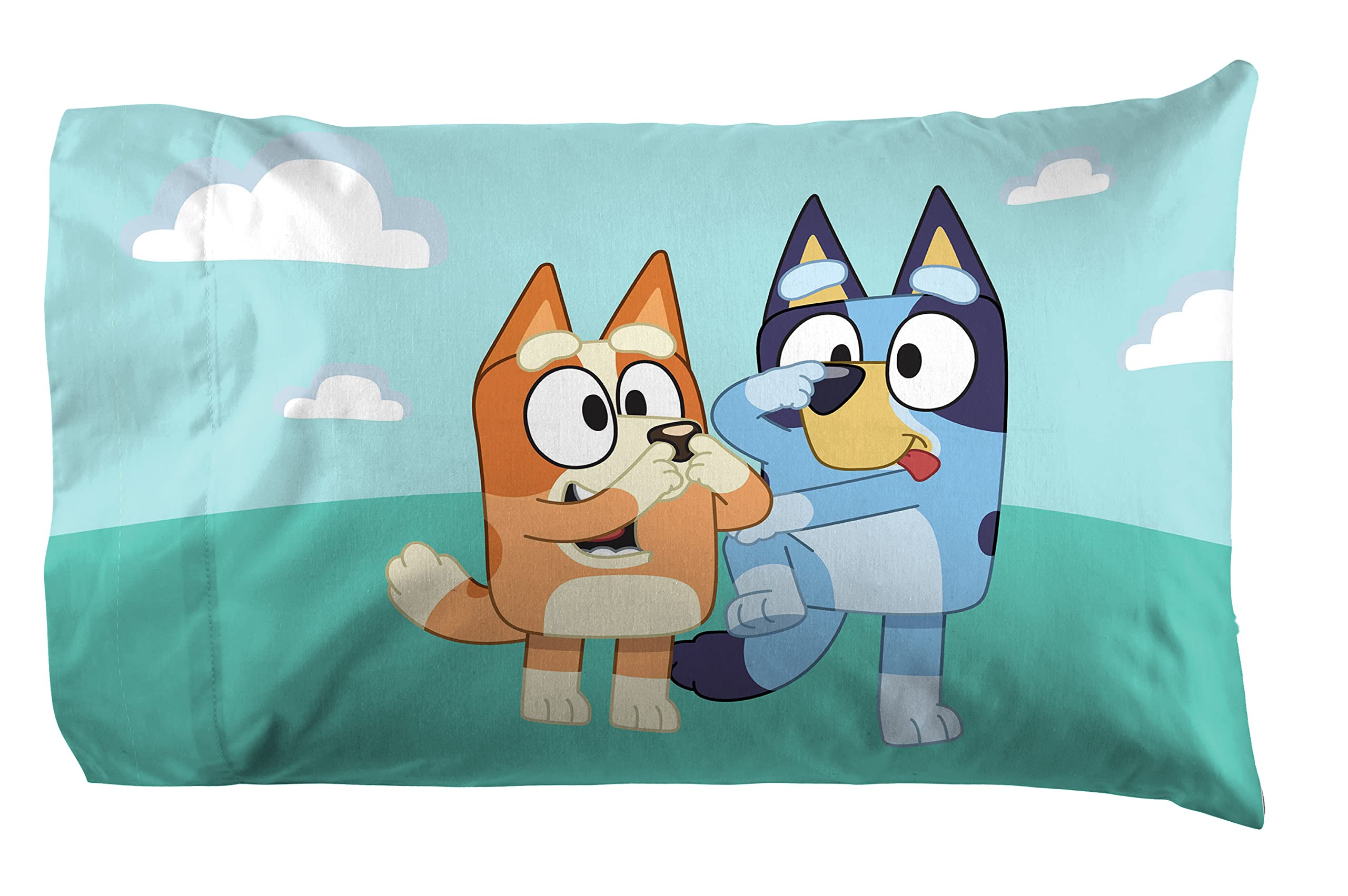 Jay Franco Bluey flat sheet spread flat displaying full print and easy tuckability