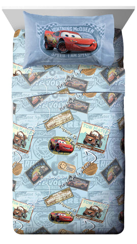 Jay Franco front view showing Cars print and full set benefit