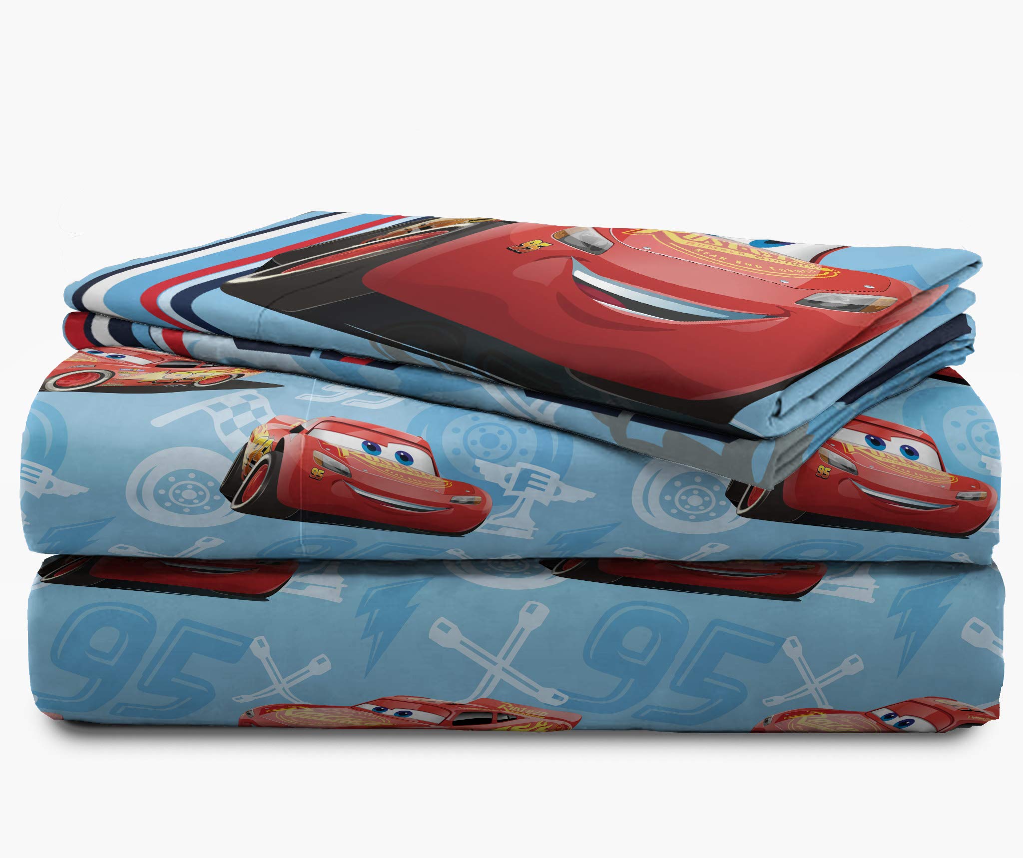 Jay Franco pillowcase close-up highlighting vibrant Cars print and comfort